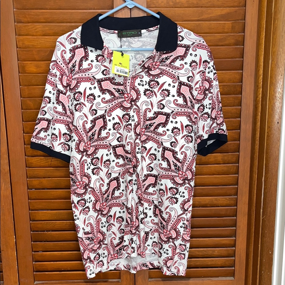 NWT ETRO Men’s Polo with black and Red Accents